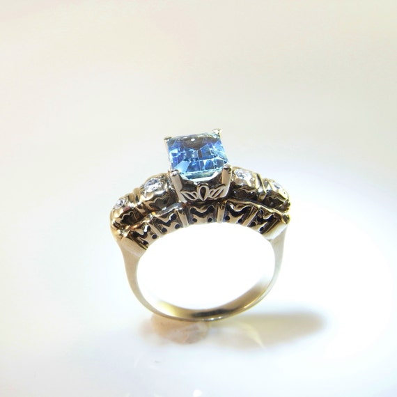 Art Deco Sapphire Engagement Ring Unheated Sapphir