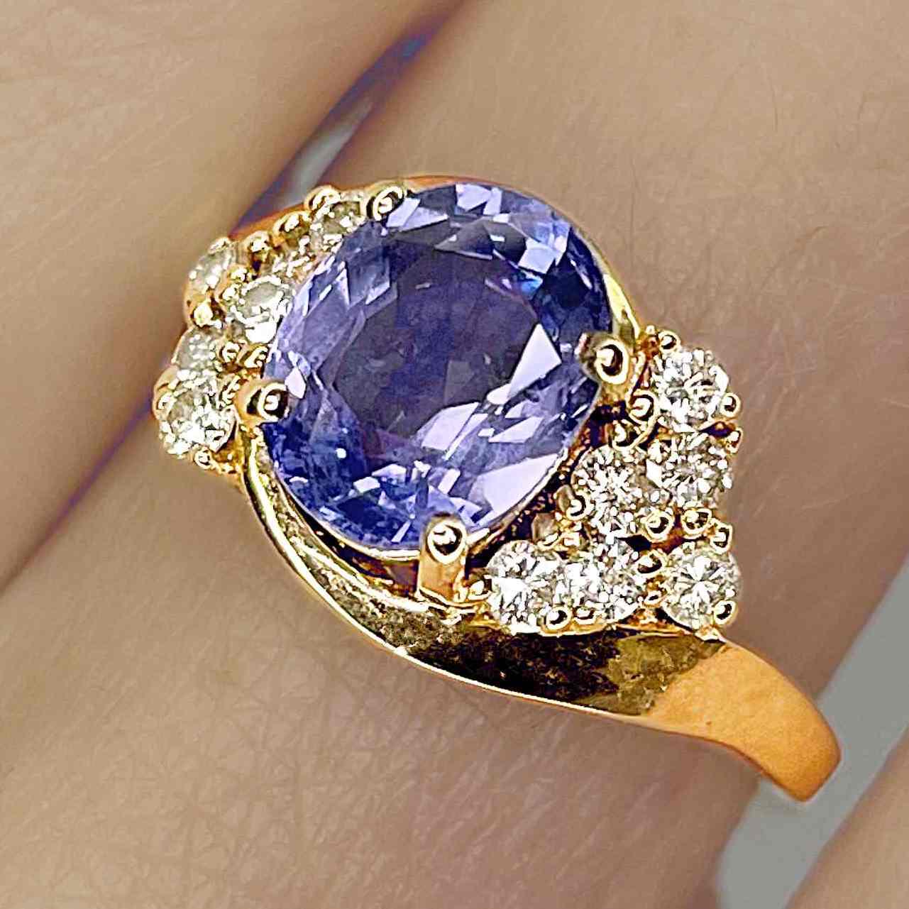 OOAK セイロンブルーサファイア 14Kゴールドリング ユニーク