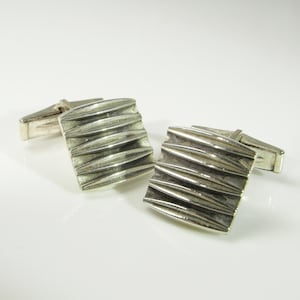 Vintage Silver Cufflinks Geometric Cuff Links with Box Unisex Gifts Cufflinks