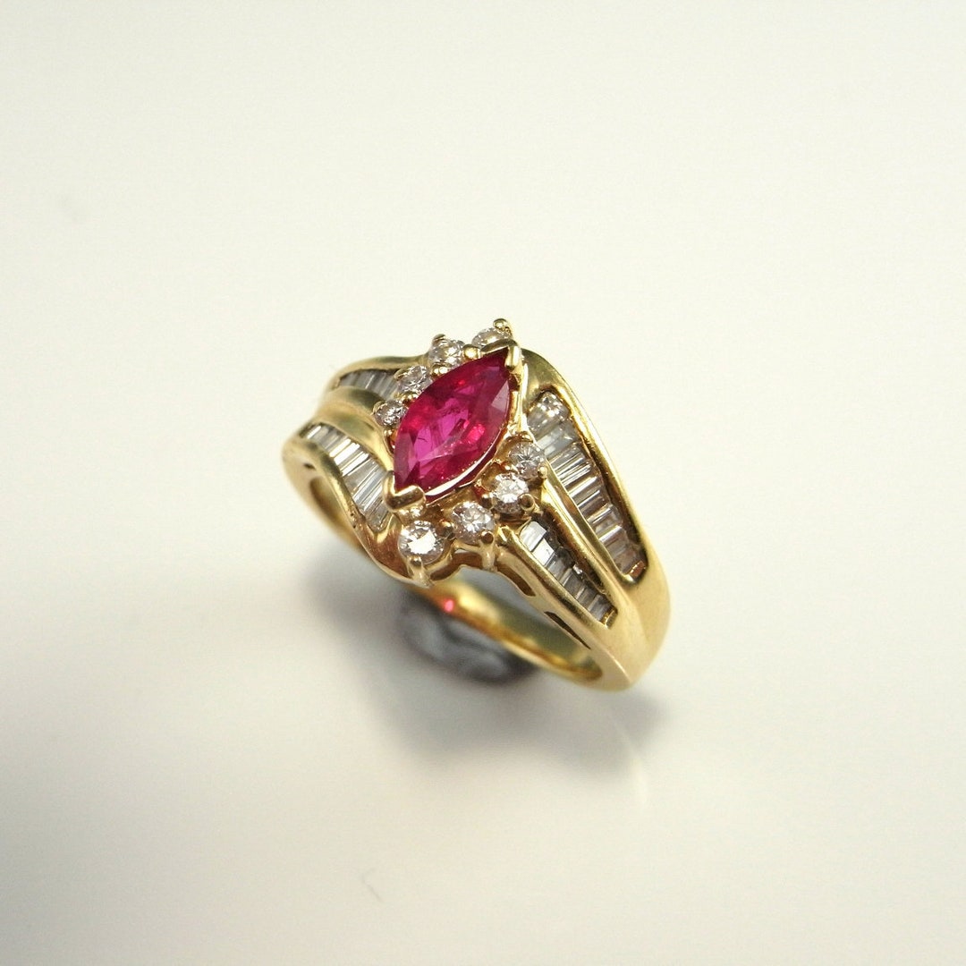 MARQUISE NATURAL RUBY Ring Navette Ruby Diamond Ring - Etsy