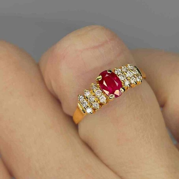 Unheated Burmese Ruby Ring 14K Gold Red Burmese R… - image 10