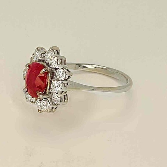 Vintage Ruby Engagement Ring Ruby Diamond Halo En… - image 6