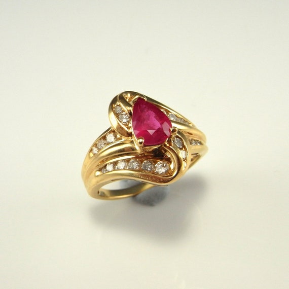 Pear Cut Ruby Ring Ruby Engagement Ring Unique Ru… - image 6