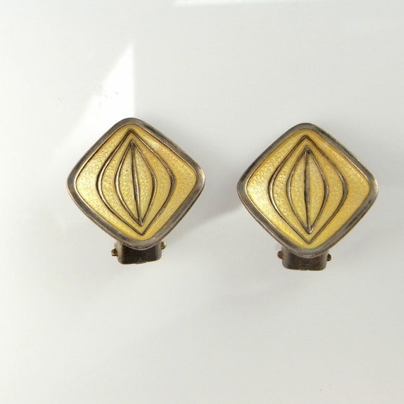 Yellow Earrings 1950s Earrings Clip on Earrings No