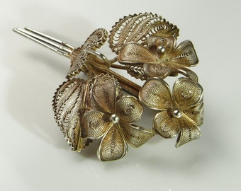 Art Deco Brooch Pin Bouquet Brooch Violet Jewelry Silver Filigree Handmade Jewellery 1930s 1920s 1940s Bouquet Jewelry Floral Flower Brooch