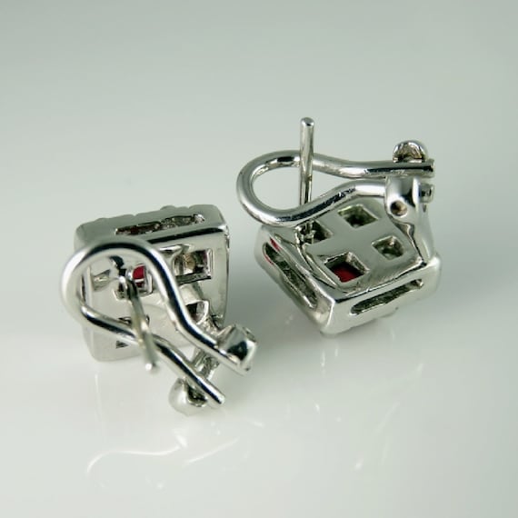 Ruby Earrings 18K Gold Square Cut Ruby Stud Earri… - image 6