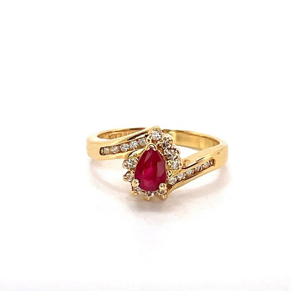 Unheated Ruby Engagement Ring Pear Cut No Heat Ru… - image 1