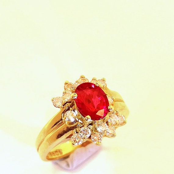 Ruby Engagement Ring NO HEAT UNHEATED Ruby Diamon… - image 2