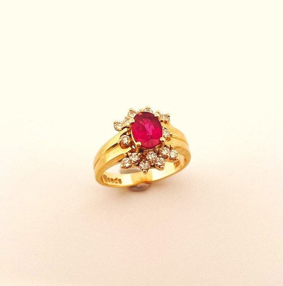 Ruby Engagement Ring NO HEAT UNHEATED Ruby Diamon… - image 8