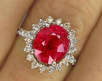 Anillo de zafiro Padparadscha en oro blanco de 14 quilates sin calentar, anillo de diamantes con zafiro Padparadscha, anillo de compromiso Padparadscha, anillo de zafiro color melocotón