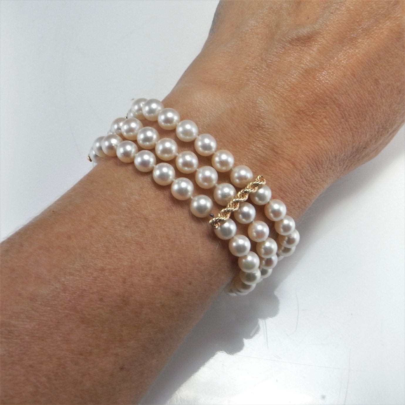 White Pearl 3 Row Stretch Bracelet – Jewelry Social