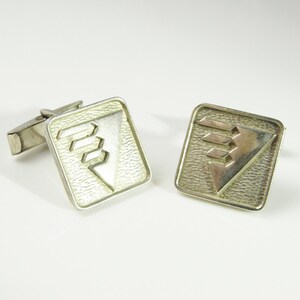 Vintage Silver Cufflinks Geometric Cuff Links with Box Unisex Gifts Cufflinks
