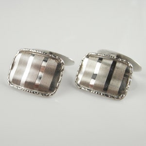Antike gravierte Art-Deco-Herren-Manschettenknöpfe aus Silber, 1920er- und 1930er-Jahre, handgefertigte, einzigartige Manschettenknöpfe, Herren-Accessoires, Geschenke für Mann, Vater, Ihn, Bruder, Junge