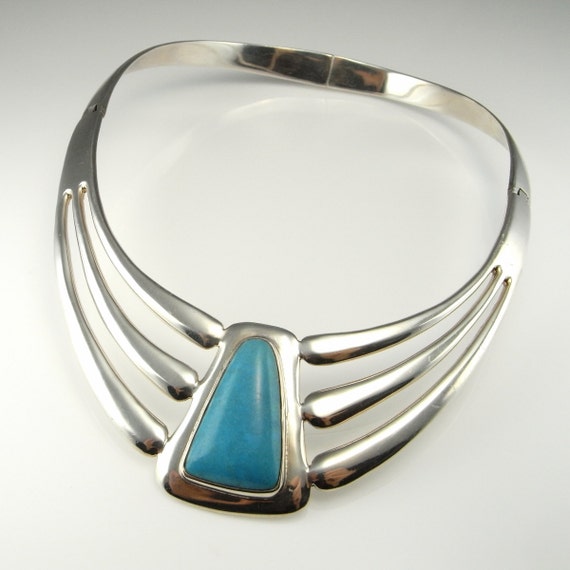 Large Turquoise Necklace Large Turquoise Pendant T