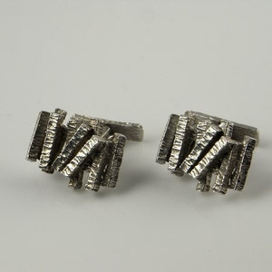 Vintage Silver Cufflinks Geometric Cuff Links Unisex Gifts Cufflinks 1970s Gifts