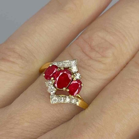 Unheated Ruby Engagement Ring No Heat Ruby Diamon… - image 3