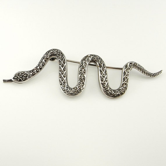 Snake Brooch Snake Pin Snake Jewelry Marcasite Bro