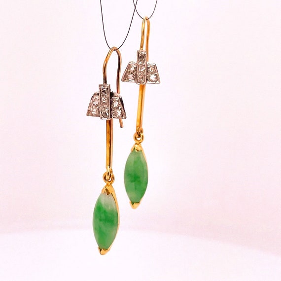 Jade Earrings, Vintage Jade Earrings, Gold Jade Earrings, - Etsy Israel