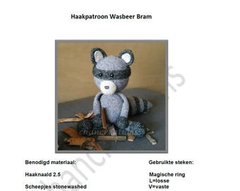 Virkmönster tvättbjörn Bram