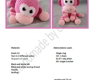 crochet pattern little monkey