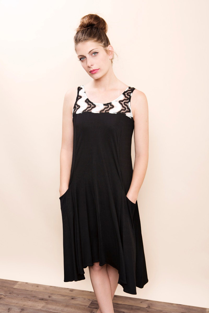Black summer dress day dress woman dress sleeveless