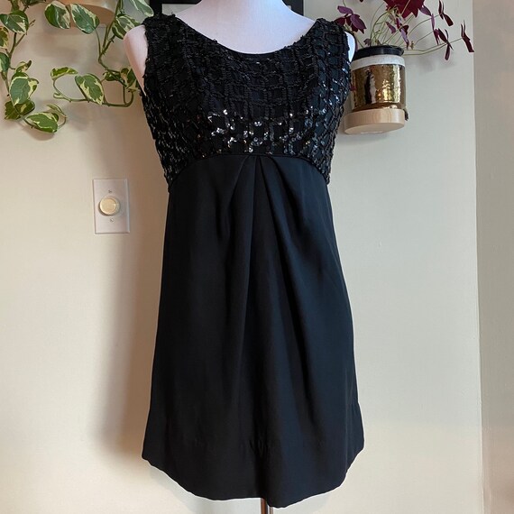 1960s Emma Domb Sequin Black Mini Dress