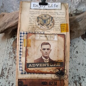Mini journal pour écriture Fait main sac surprises, papier brun avec embellissements, enveloppe de vieux papiers d'étiquettes... ect !
