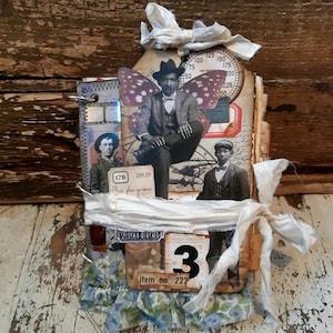 fait main journal indésirable scrapbooking papiers teint café foto vintage vieux papiers personnages papiers tissus couture embellissement