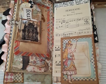 Fait main journal indésirable Alice au pays des merveilles magnifique kit papiers craft éphémeras embellissements