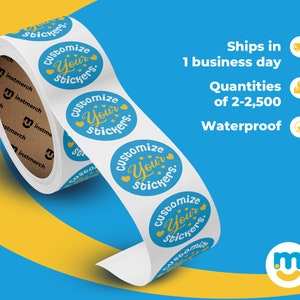 Custom Labels on Roll — Personalized Custom Stickers for Business Logo — Customized Product Labels Stickers — Waterproof