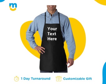 Personalized Apron — Custom Made Funny Cooking Baking Aprons for Men & Women — 2 Front Pockets — Gifts For Her and For Him