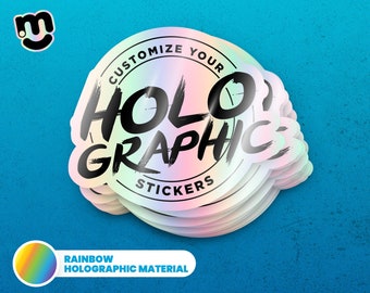 Custom Holographic Stickers — Personalized Custom Decals for Business Logo — Rainbow Film Individually Cut Labels
