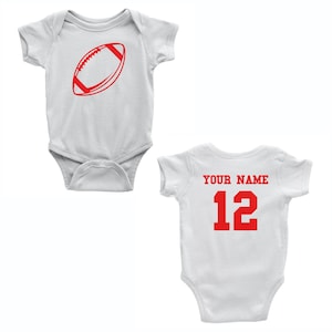 Football Custom One Piece Bodysuit for Baby – Personalized Name and Number