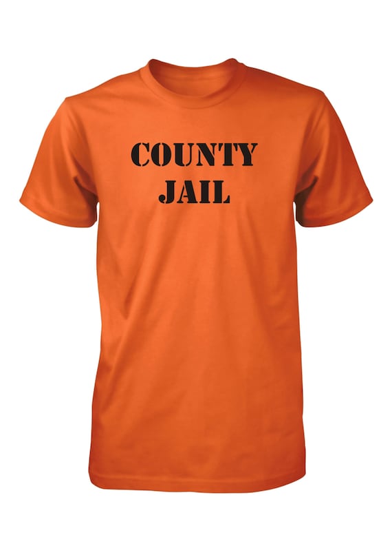 Camiseta naranja divertida de la cárcel del condado para hombre