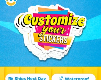 Customized Stickers, Personalized Vinyl Glossy Stickers, Custom Name Full Color Stickers, Party Favor Stickers Different Shapes & Die Cut