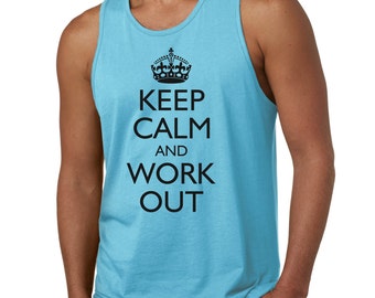 Keep Calm and Work Out Tank Top - Funny Gym Fitness Tanks