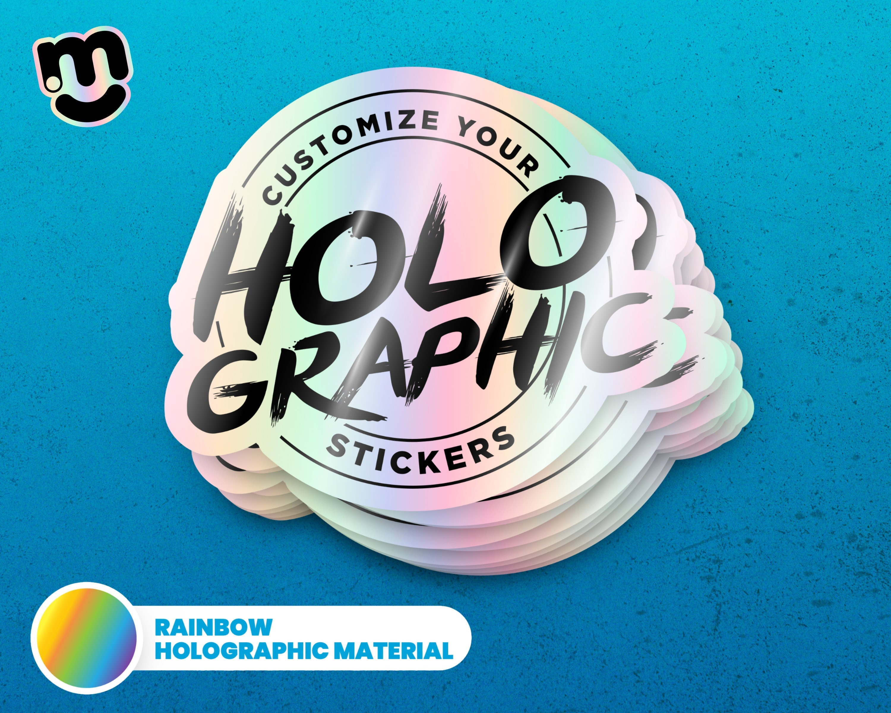 instMerch Custom Holographic Stickers — Personalized Custom Decals for  Business Logo — Rainbow Film Individually Cut Labels (2”x2” Circle, Pack of  20)