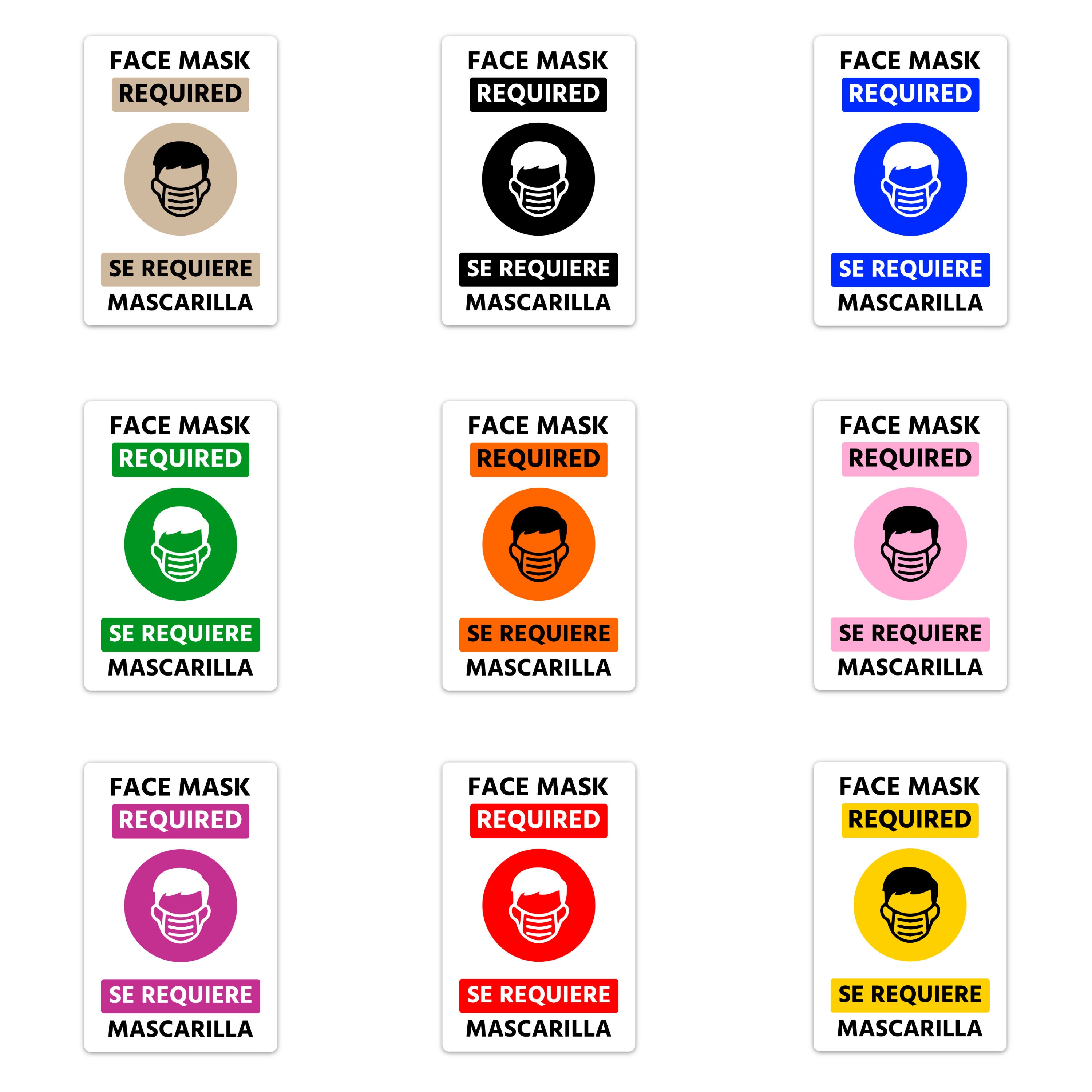 Mask Required Label Face Mask Required Sign 4 Pack — Vinyl Window Stickers for Business ...