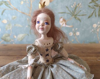 handmade unique princess art doll Juliet looks like she has stepped right out of a fairy tale delightful handmade cloth doll with curly hair