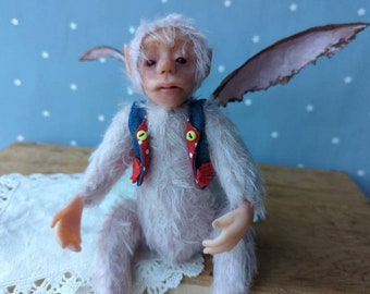 unusual art teddy, Brownie like fairy with detachable wings