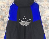 Vintage 90s ADIDAS Run Dmc Hoodie Jacket XLarge Adidas Trefoil Three Stripes Hip Hop Quilted Coats Sportswear Adidas Bomber Coats Size XL
