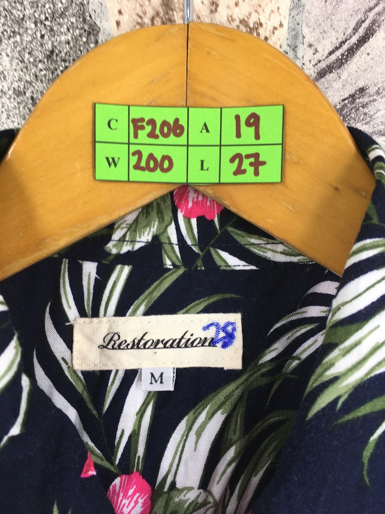 Vintage Sunwear Floral Button Up Medium Hawaiian Hibiscus Multicolour Hawaii Aloha Rockabilly Beach Surf Party Rock N Roll Shirt Size M