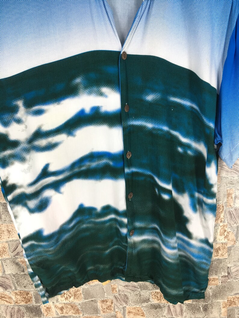 HAWAIIAN SURF Rayon Shirt Mens Xlarge Vintage 80/'s Hawaii Aloha Ocean Beach Surfing Boy Printed Multicolor Beach Surf Rayon Shirt Size XL