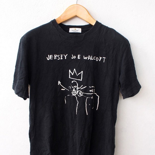 Vintage Jean Michel Basquiat JMB Jersey Joe Walcott Artist 90's Pop Art Graffiti Street Abstract Designer Black T shirt Size M