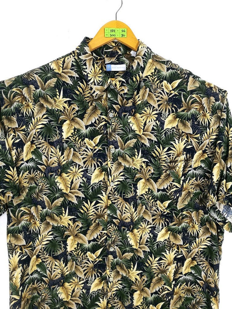 HAWAIIAN Rayon Shirt Men XXLarge Vintage 1990/'s Aloha Beach Rockabilly Shirt Floral Hawaiian Surf Buttondown Rayon Shirt XXL