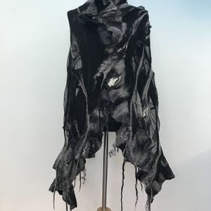 Eco Couture Black and Grey One of a Kind Hand Made Unique Long Shawl - Etsy
