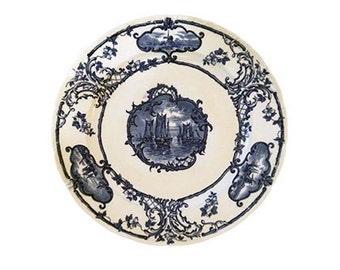 Antyczna tablica ~ Żaglówki i wiatraki autorstwa DELFT LAND Anglia 1800