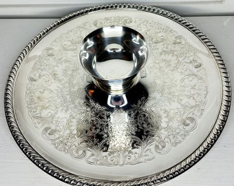 Silver Serving Tray with Cup