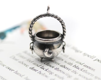 Sterling Silver handmade Cauldron - "The old Hags Spellpot" - Handmade Sterling Silver Cauldron pendant