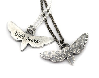 Sterling silver Moth necklace - handmade moth jewellery - moth necklace -  sterling silver moth jewelry